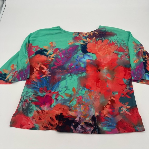 Soft Surroundings Floral Print Boxy Blouse – Size M – Colorful 3/4 Sleeve Top - Picture 7 of 11